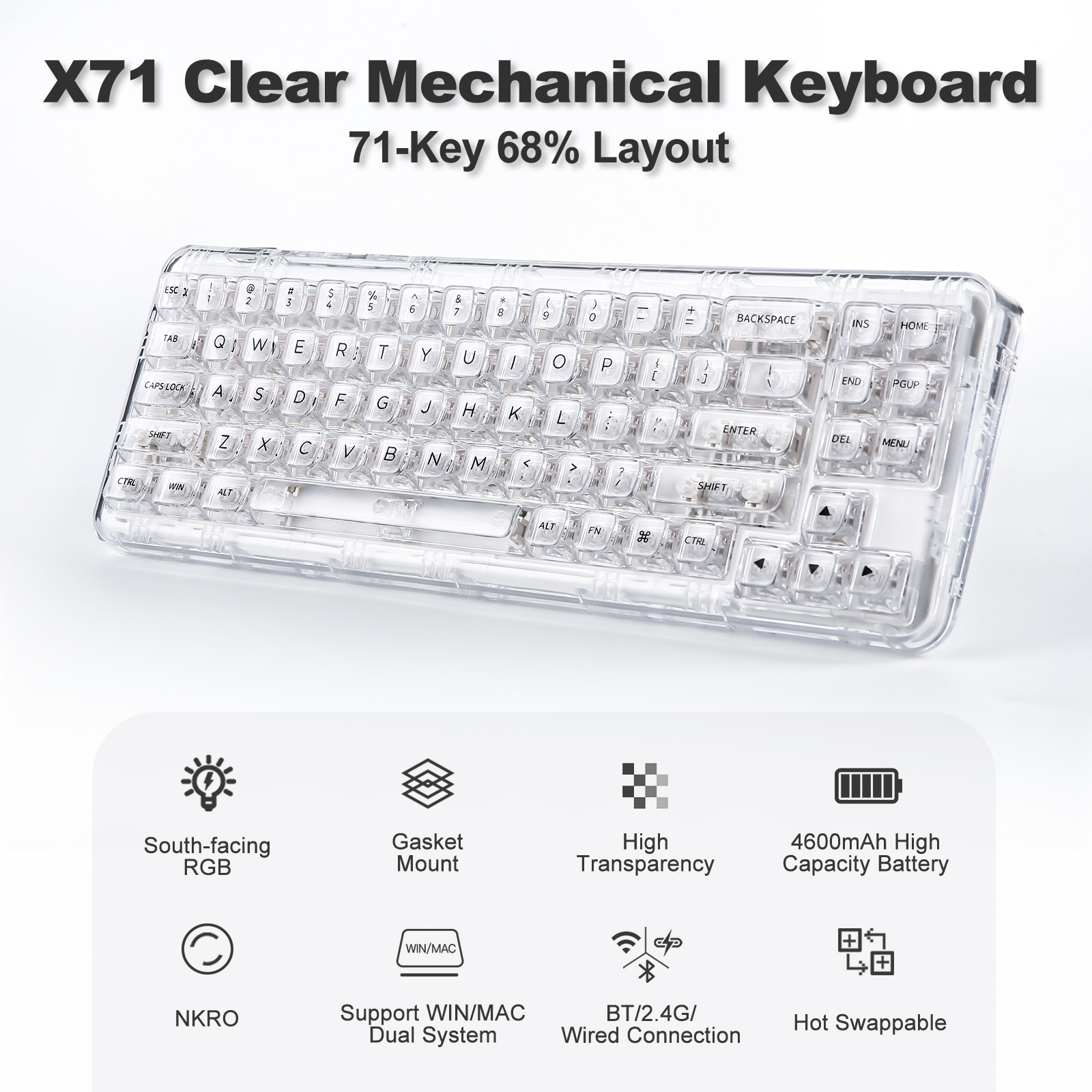 YUNZII X71 bianco 68% Layout W - Holy Stone Drone Hs175 recensione e prezzo